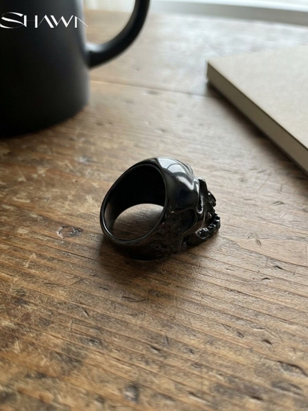Mens Black Zombie Skull Biker Ring
